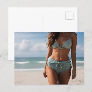 Cartão Postal Mulher na praia