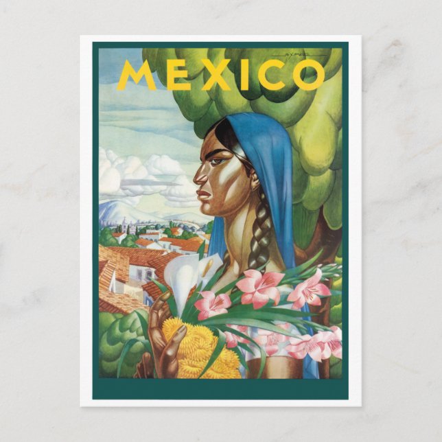 Cartão Postal Mulher Nativa mexicana (Frente)