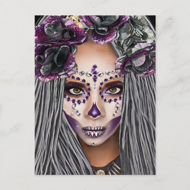 Cartão Postal Mulher Negra Africana Sacerdosa Fantasia Arte (Frente)