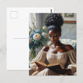 Cartão Postal Mulher Negra Clássica Lendo Um Livro