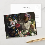 Cartão Postal Mulher Negra com Peonies | Fré dé ric Bazille<br><div class="desc">Mulher negra com peônias (1870) pelo artista impressionista francês Fré dé ric Bazille. Arte original é uma pintura a óleo sobre canvas que mostra uma mulher negra com um monte de flores exuberante. Use as ferramentas de design para adicionar texto personalizado ou personalizar a imagem.</div>