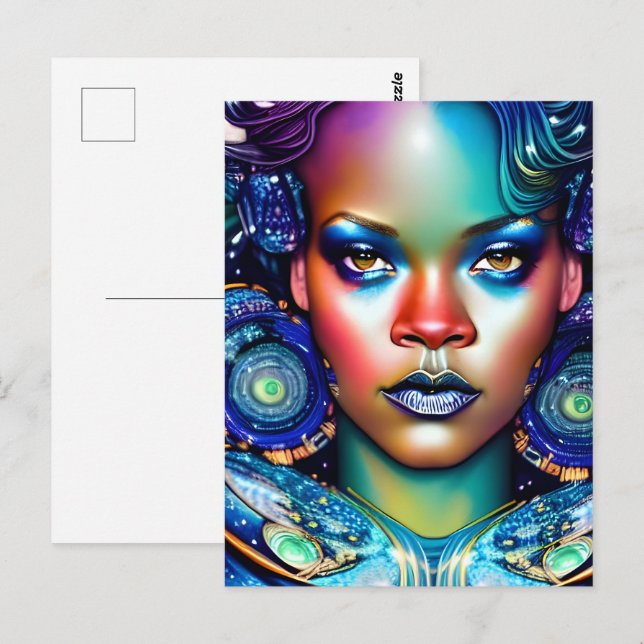 Cartão Postal Mulher Negra Deslumbrante (Frente/Verso)