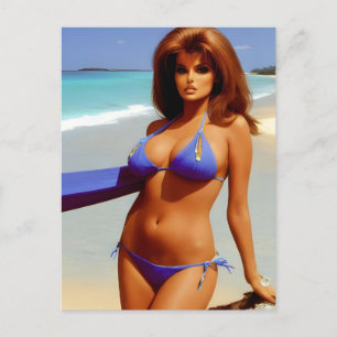 Cartão Postal Mulher no Cartão-postal da Praia