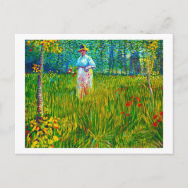 Cartão Postal Mulher no Jardim por Vincent Van Gogh