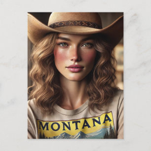 Cartão Postal Mulher numa camisa de Montana
