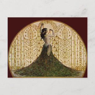 Cartão Postal Mulher numa saia peacock