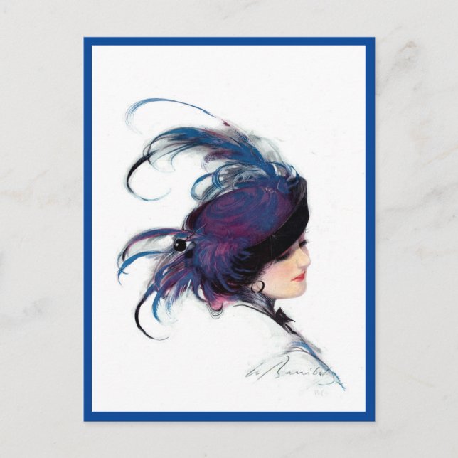 Cartão Postal Mulher-pássaro-azul (Frente)