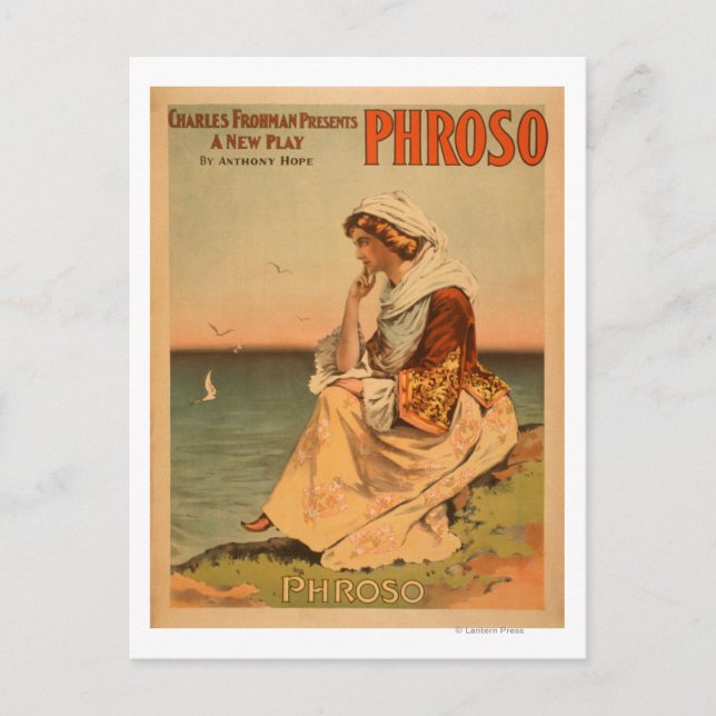 Cartão Postal Mulher Phroso na Poster do Teatro de Praia (Frente)