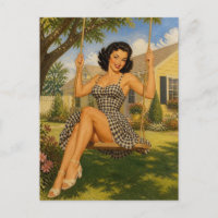 Mulher Pin-Up Vintage dos Anos 1950 em um Balanço