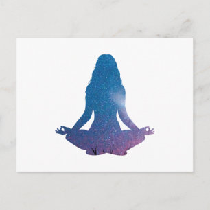 Cartão Postal Mulher praticando yoga - Escolha a cor de fundo
