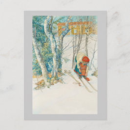 Cartão Postal Mulher Putting em Skis - Skidloperskan