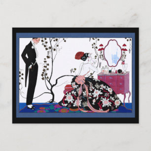 Cartão Postal Mulher que obtem pronta para um partido