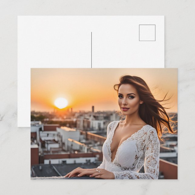 Cartão Postal Mulher quente no telhado (Frente/Verso)
