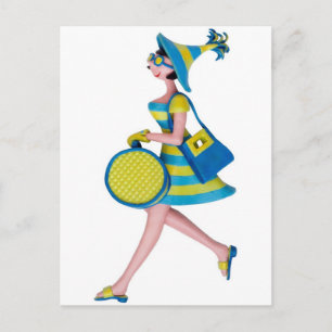 Cartão Postal Mulher retro da forma