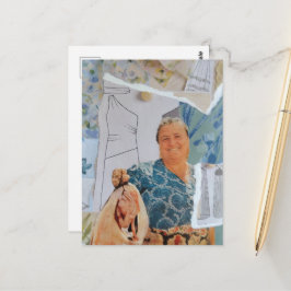 Cartão Postal Mulher Retro Frango para Jantar Colagem