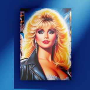 Cartão Postal Mulher Retrowave dos Anos 80