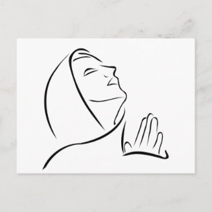 Cartão Postal Mulher rezando olhando para o céu