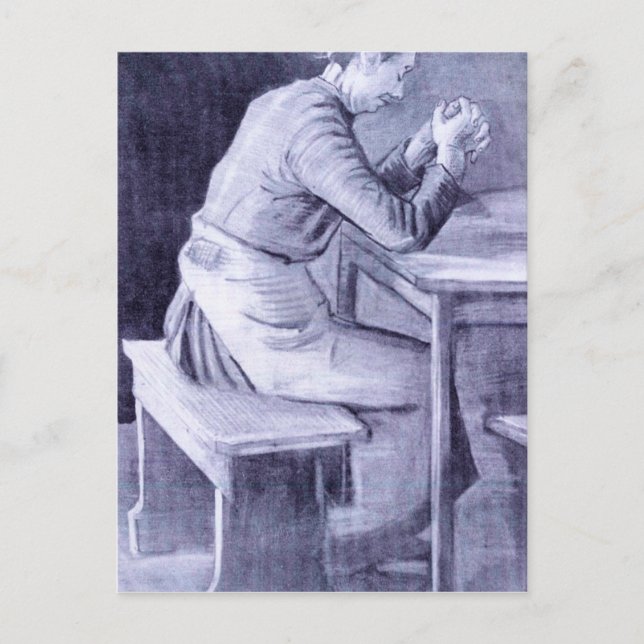 Cartão Postal Mulher rezando por Vincent van Gogh (Frente)