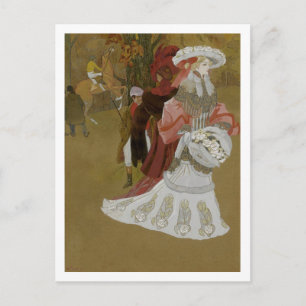 Cartão Postal Mulher Romântica, Bonito, Moda, Vintage