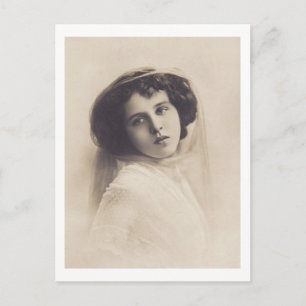 Cartão Postal Mulher Romântica Linda Vintage