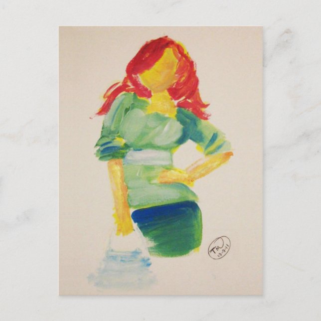 Cartão Postal Mulher ruiva com bolsa (Frente)