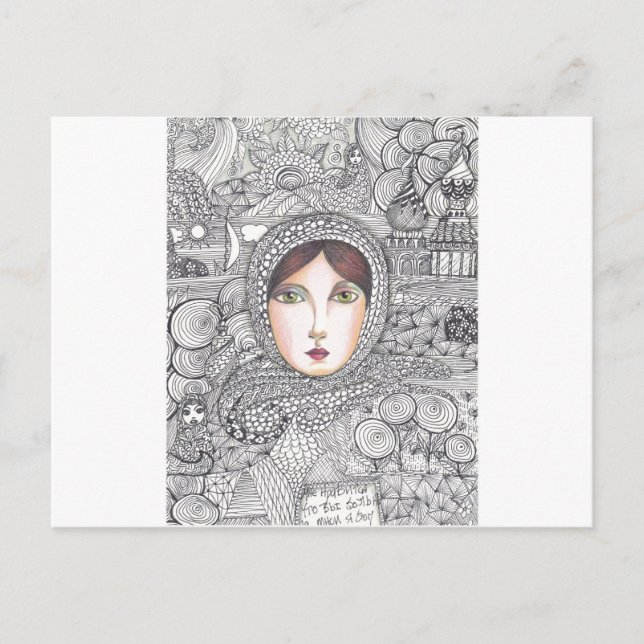 Cartão Postal mulher russa (Frente)