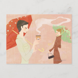 Cartão Postal Mulher segurando café