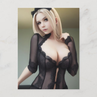 Cartão Postal Mulher Sexy na Lingerie Negra