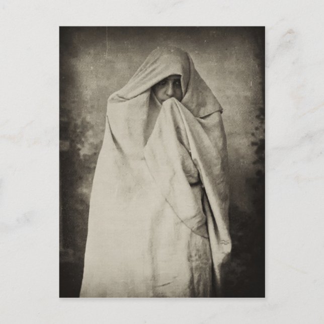 Cartão Postal Mulher solteira em Tangier, Marrocos, 1898 (Frente)