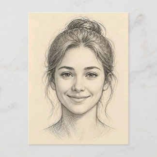 Cartão Postal Mulher Sorridente Elegante Aniversário & Agradecim