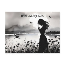 Mulher sozinha com pensamentos de amor