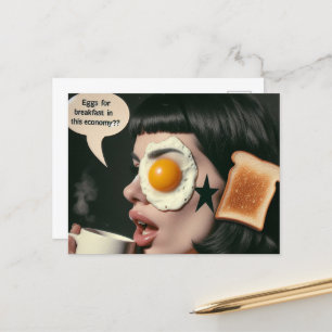 Cartão Postal Mulher Surrealista Café da Manhã Ovos nesta econom