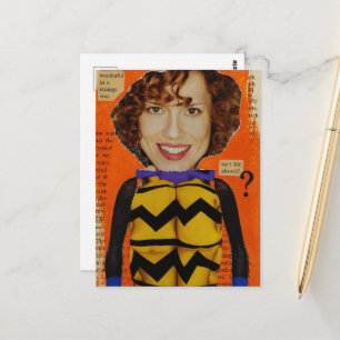 Cartão Postal Mulher Surrealista Com Corpo de Aranha Arte Mista 