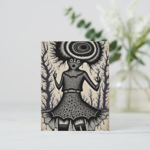 Cartão Postal Mulher Surrealista Preto e Branco