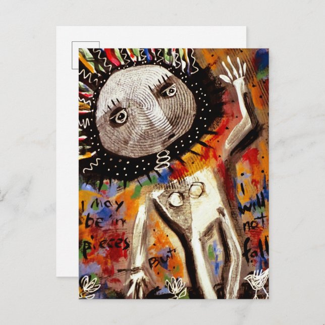 Cartão Postal Mulher Teetering no Brink (Frente/Verso)