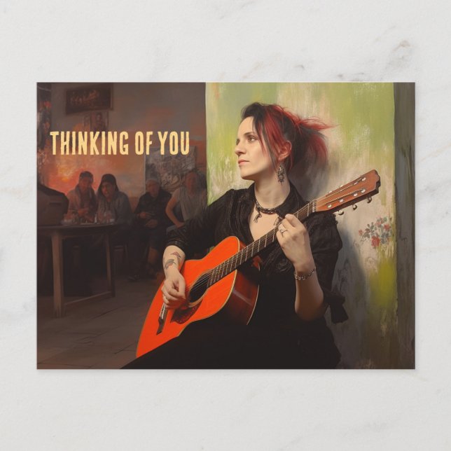 Cartão Postal Mulher trans jogando em um bar numa sexta-feira à  (Frente)