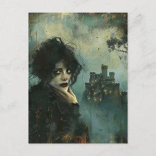 Cartão Postal Mulher Triste no Castelo