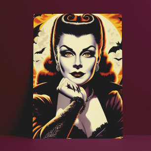 Cartão Postal Mulher-Vampira-Retro