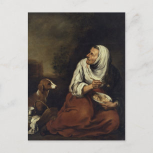 Cartão Postal Mulher Velha com Cachorro