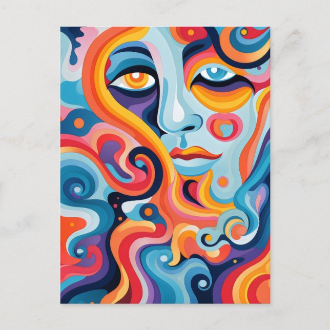 Cartão Postal Mulher Vibrante Grelha de Emoções (Frente)