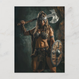 Cartão Postal Mulher Viking Força e Elegância