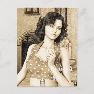 Cartão Postal Mulher Vintage