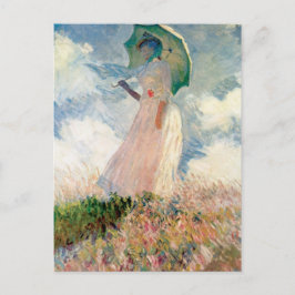 Cartão Postal Mulher Vintage com um Guarda-Sol Virada para Esque