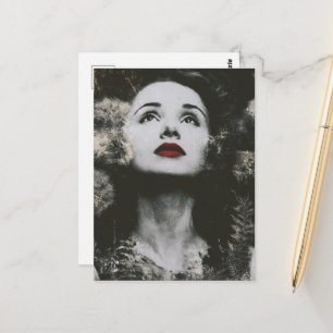 Cartão Postal Mulher Vintage Deslumbrante Fotografia Falsa Vinta