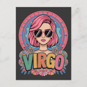 Cartão Postal Mulher Virgem Estilosa e Retro - Signo do Zodíaco 