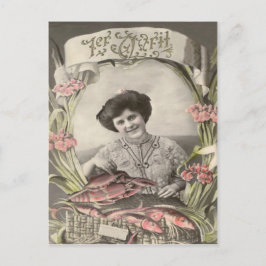 Cartão Postal Mulher vitoriana Poisson d'avril April Fool