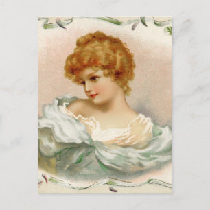 Cartão Postal Mulher Vitoriana Vintage