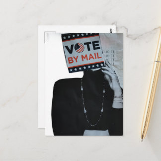 Cartão Postal Mulher Votando por Correio Colagem de Mídia Mista