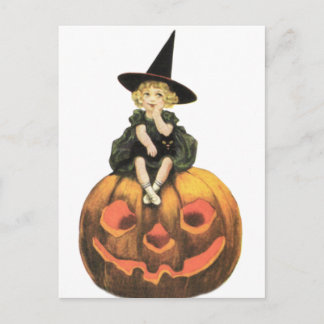 Cartão Postal Mulher Witchy Vintage Halloween