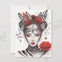 Cartão Postal "Mulher Zebra" pintada à Mão - Arte Pop vitoriosa
